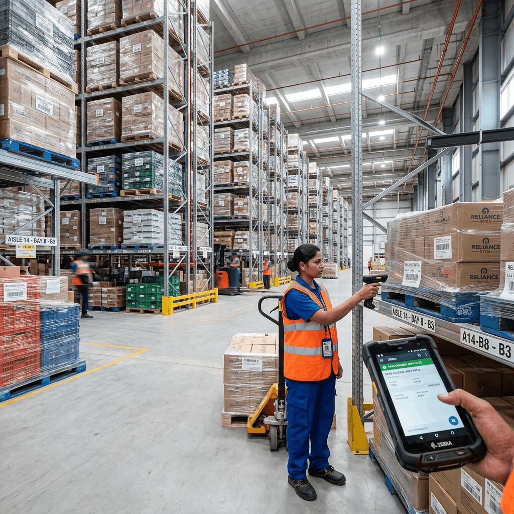 Small business owner analyzing digital retail inventory software on a modern POS tablet